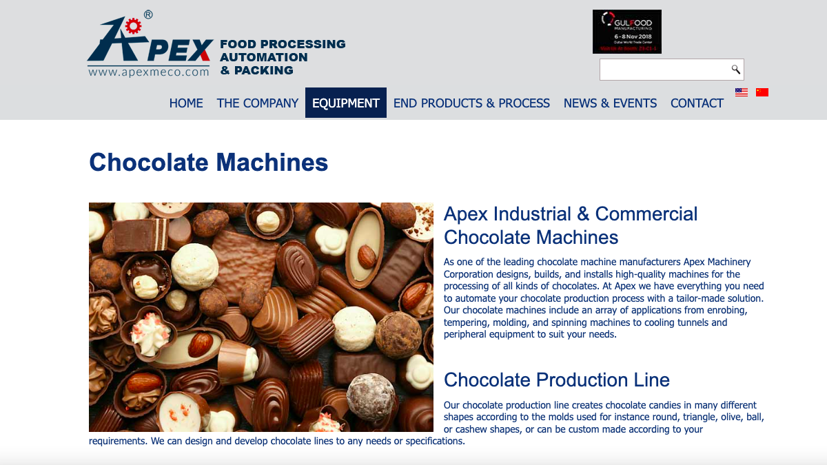 Apex industrial chocolate making machine